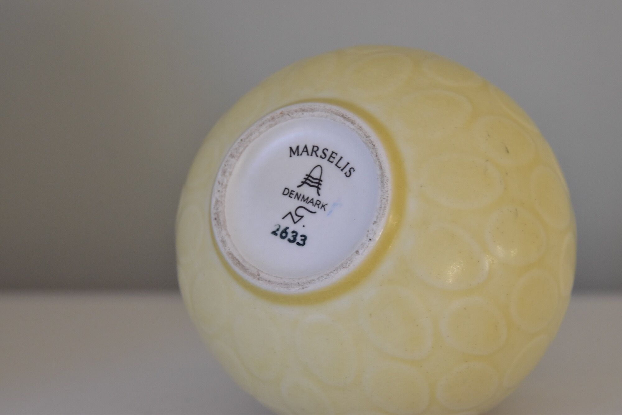 Set of two Nils Thorsson Yellow Faience Marselis Vase Aluminia Royal Copenhagen