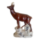 Statuette 43cm chamois on a snowy rock - polychrome ceramic