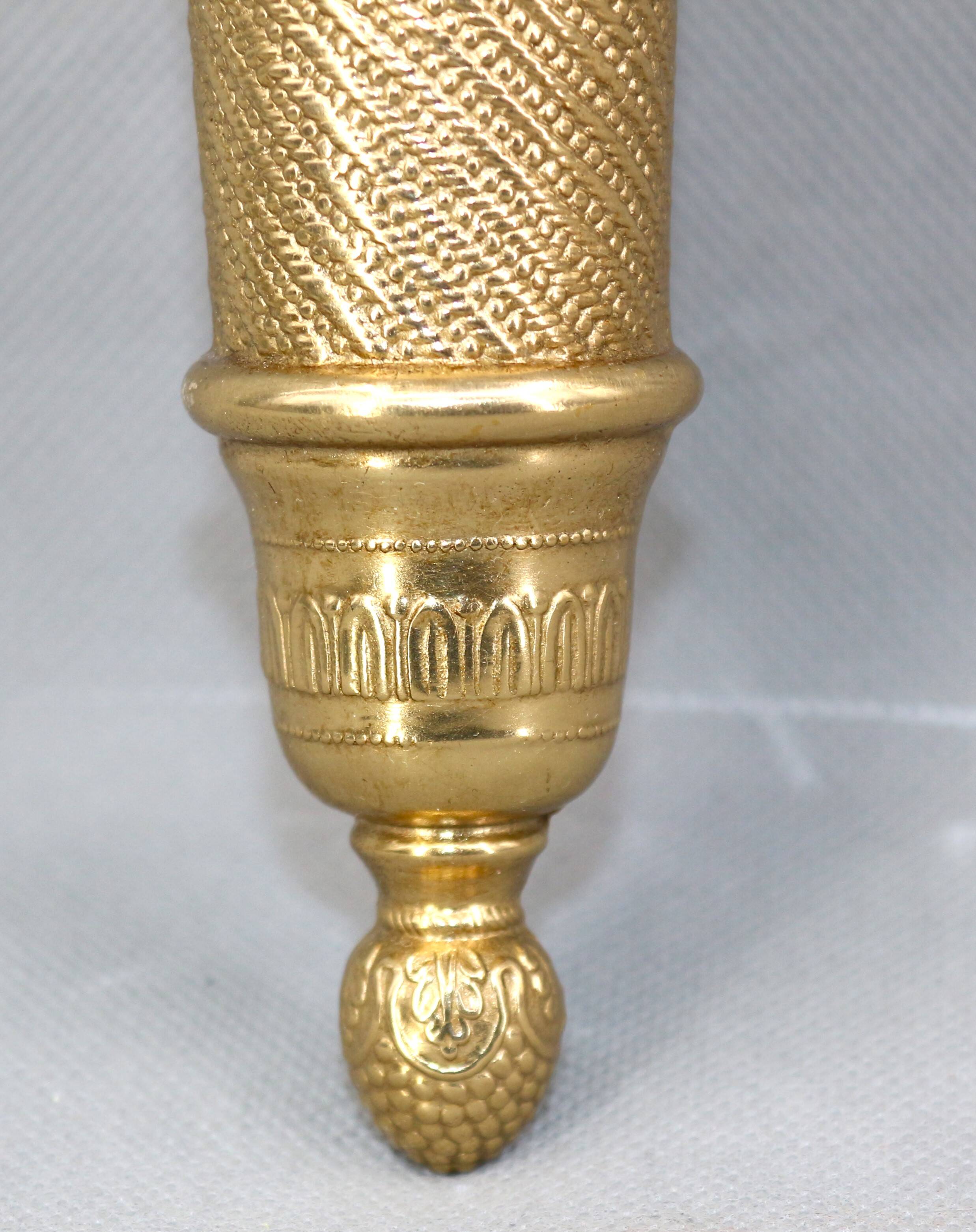 Large pair of Napoleonic gilt bronze empire style wall lights with three candles