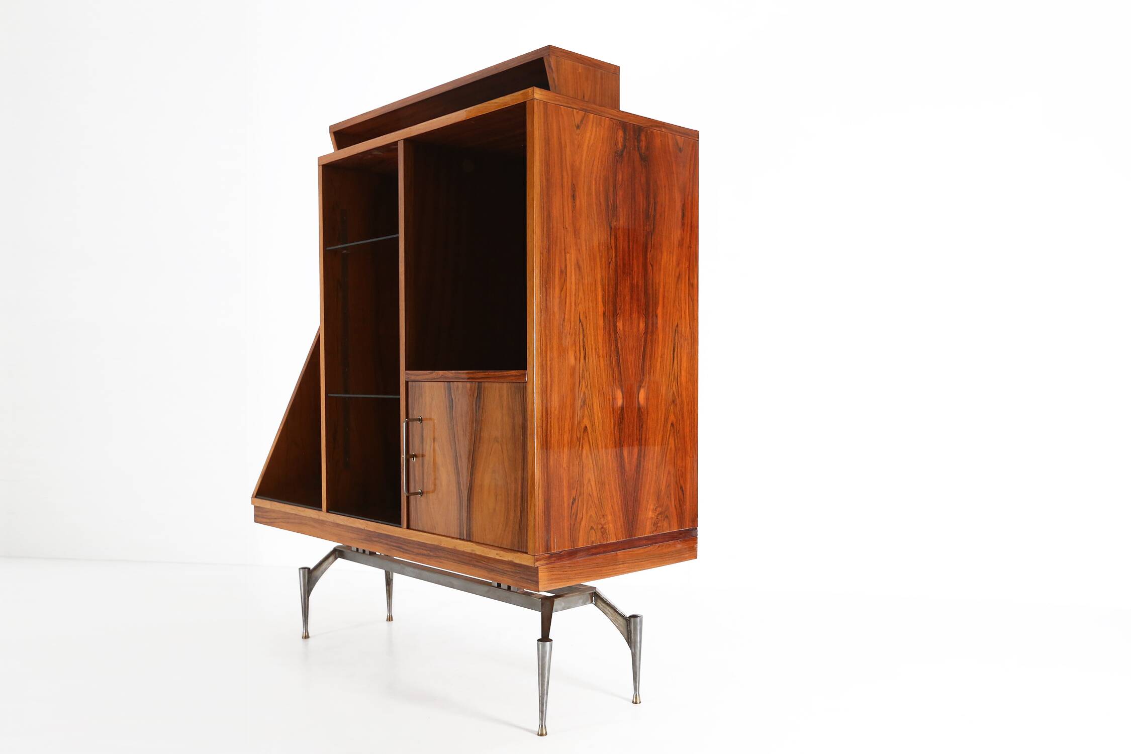Rare A-geometrically Italian Mid-century cabinet in rosewood, 1960s