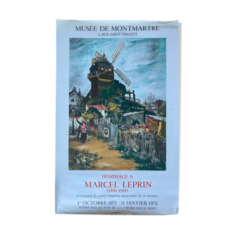 Affiche originale exposition "Marcel Leprin Musée de Montmartre" 46x72cm 1971