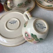 HB Henriot Quimper stoneware cups, hand-painted floral decoration