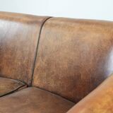 Comfortable vintage sheepskin 2.5-seater club sofa