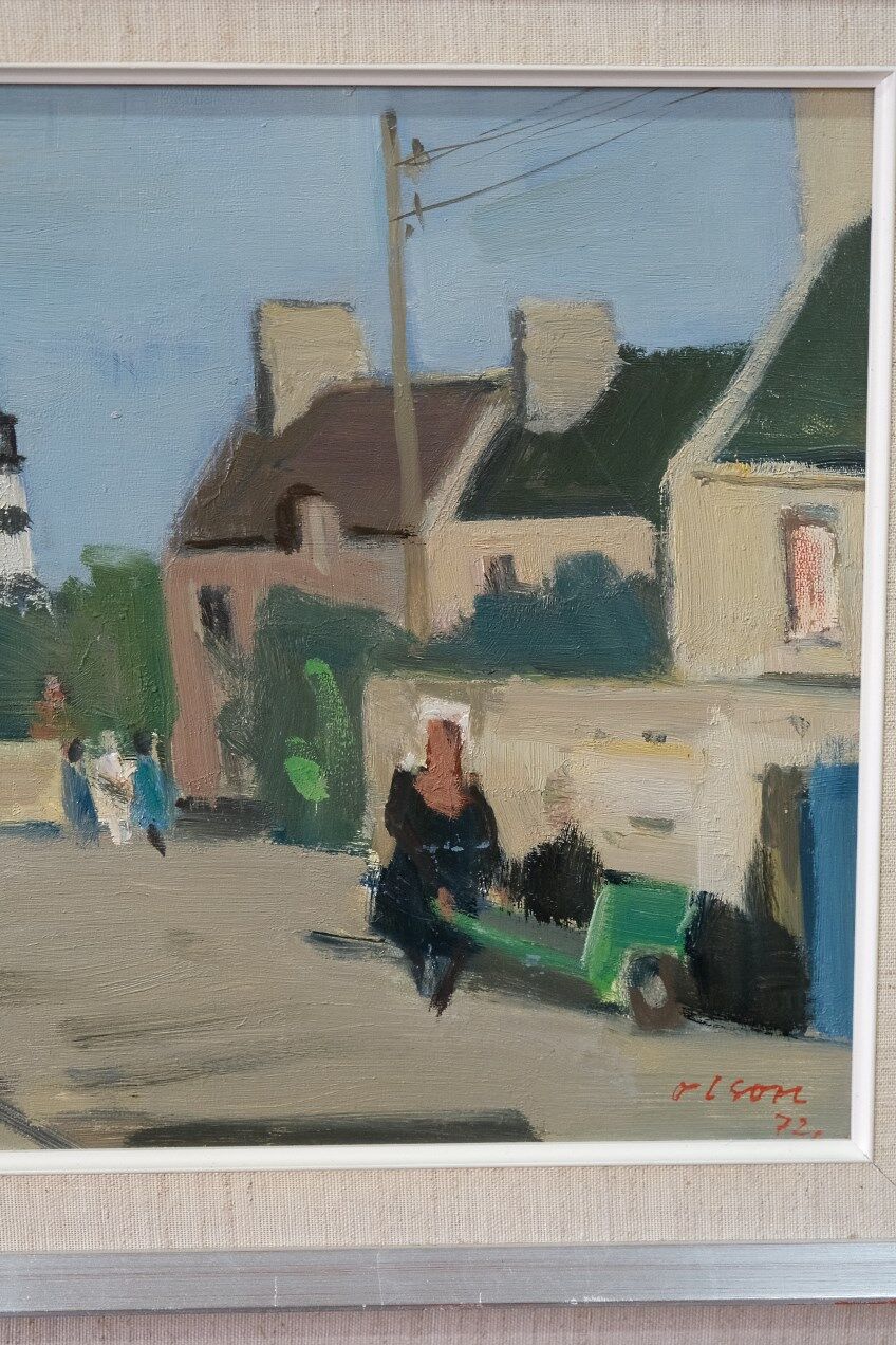 Ove Olson ( 1903-1975 ), Swedish Modern Painting, 1972, Oil on Cardboard