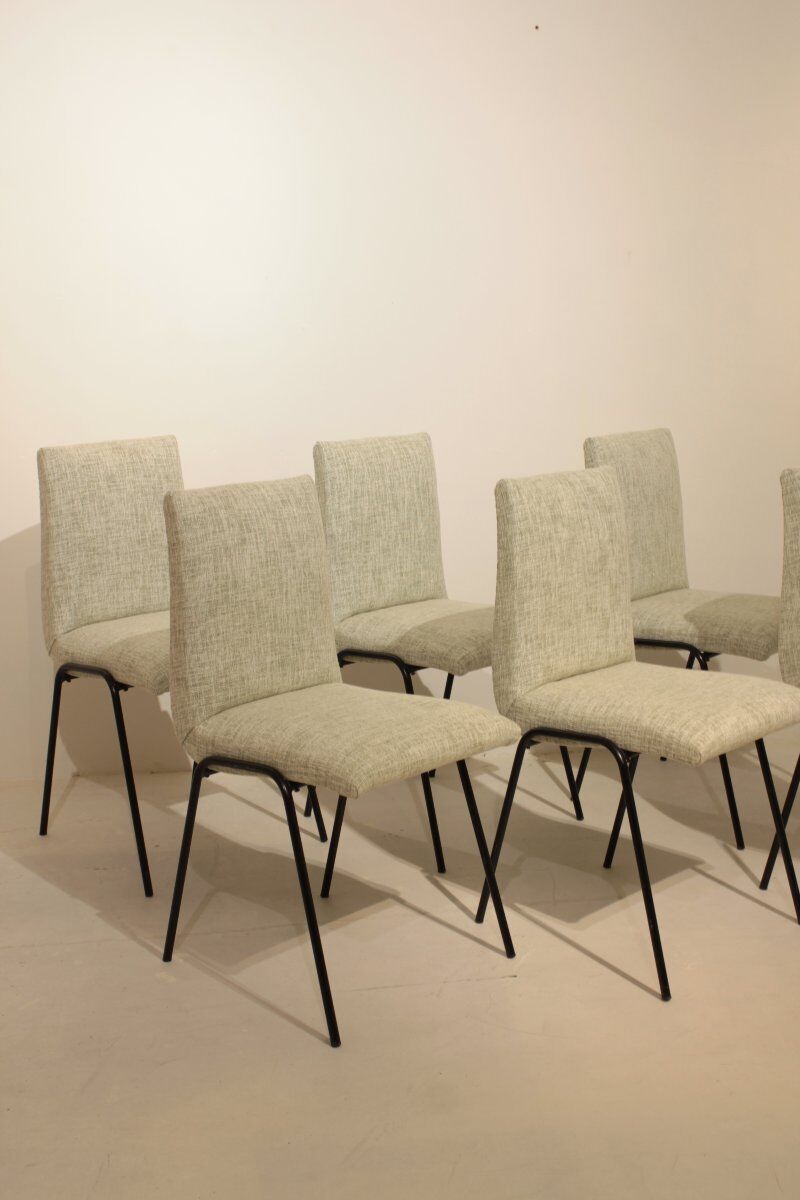 Set of 6 "Robert" chairs by Pierre Guariche for Meurop, 1961