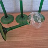 4 engraved Alsatian digestive glasses from the 70s