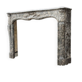 Louis XV fireplace in grey Saint-Anne marble, 18th century