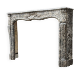 Louis XV fireplace in grey Saint-Anne marble, 18th century