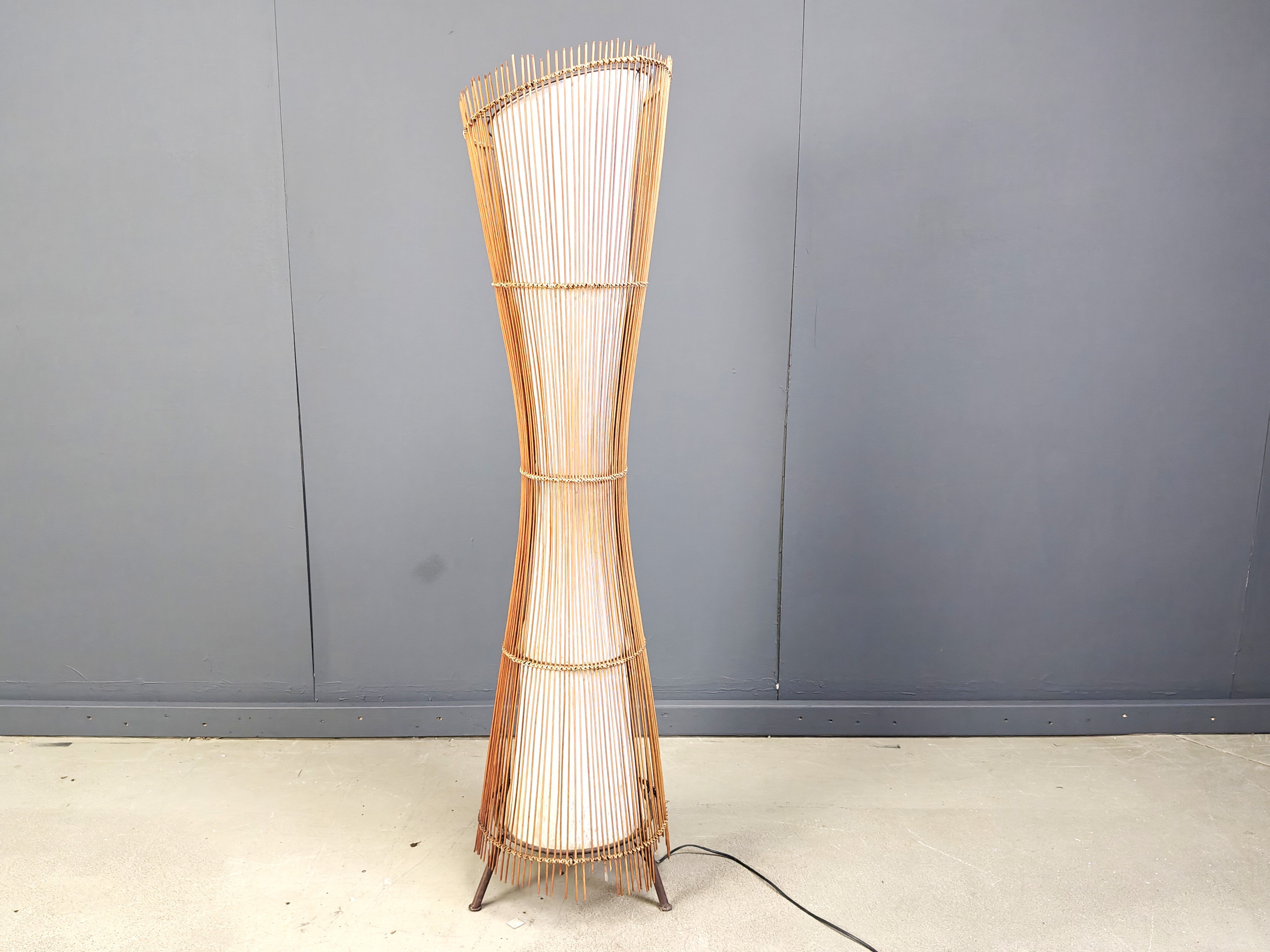 Vintage Italian bamboo floor lamp, 1960s