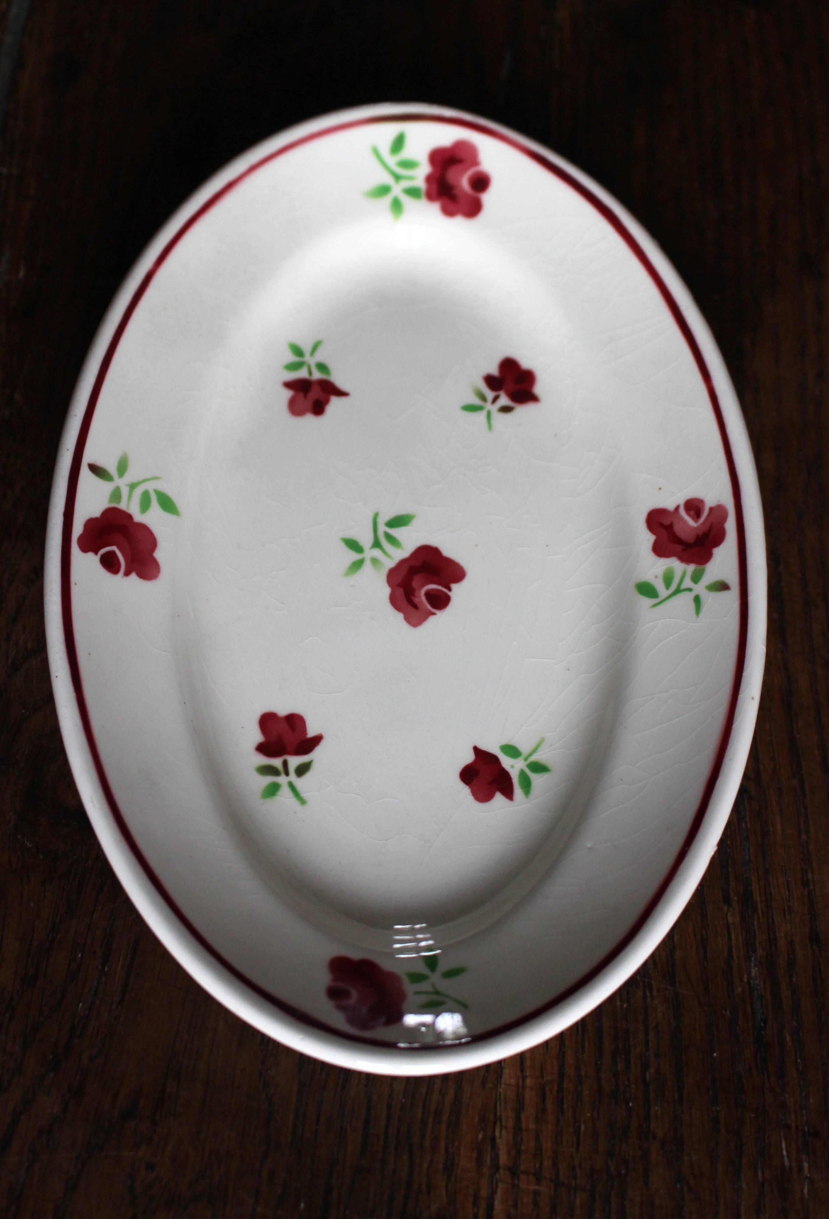 Ravier fleurs rouges Mireille Bandonviller Art Deco
