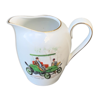 Pot à lait, eau en porcelaine motif automobilia vintage 1960