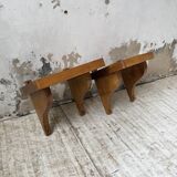 Pair of modernist constructivist wall-mounted bedside tables