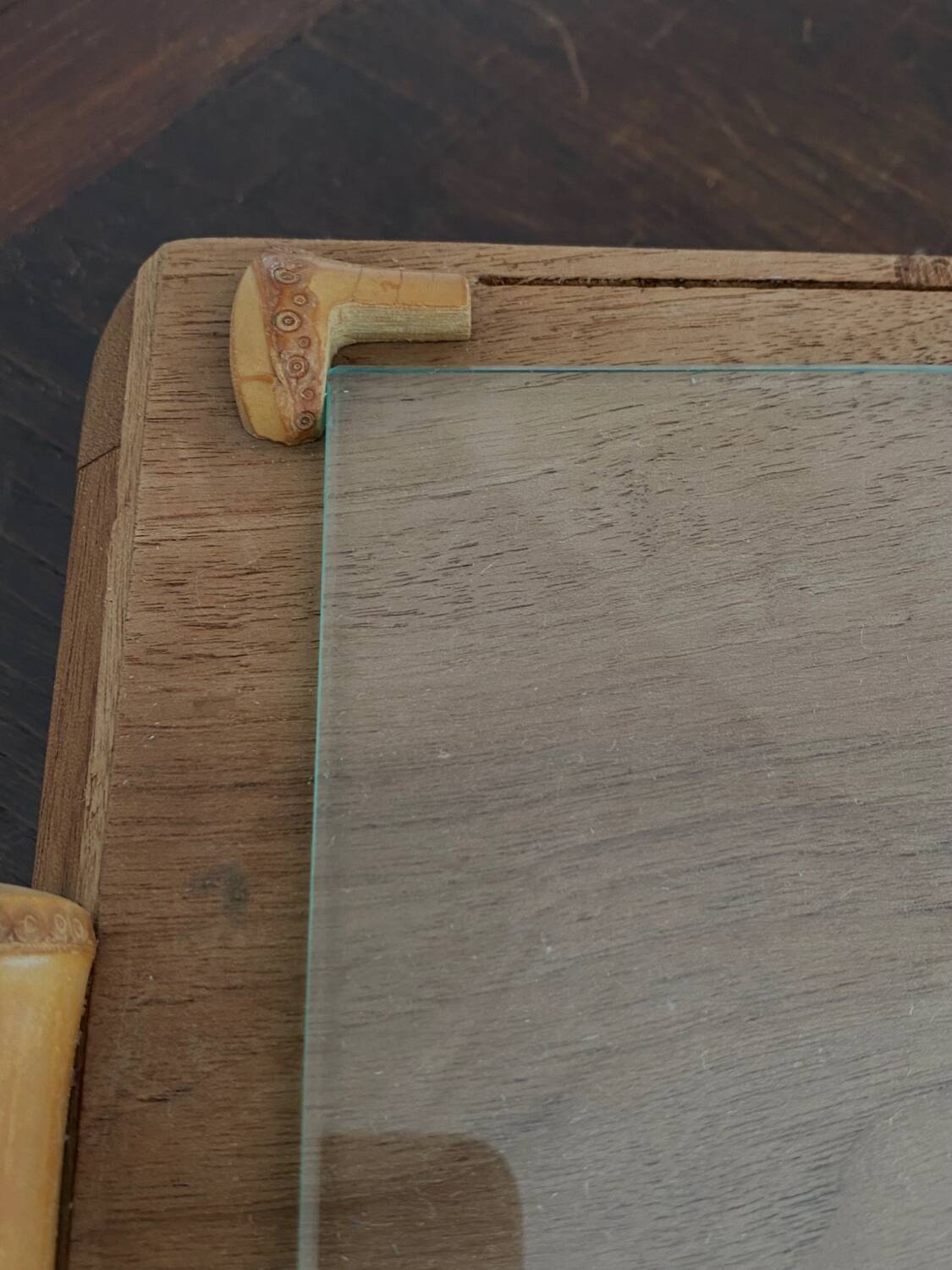 Wooden and bamboo glazed tray