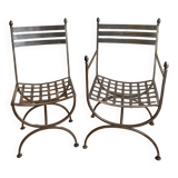Wrought iron armchairs