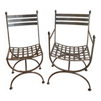 Wrought iron armchairs