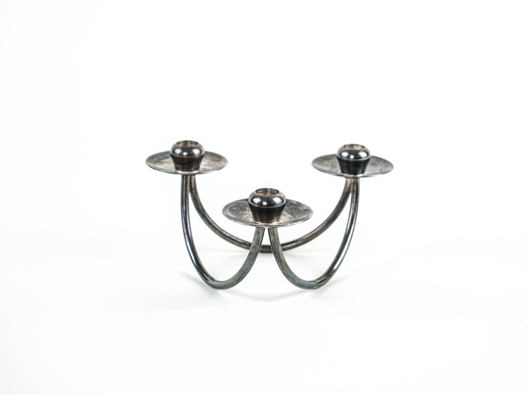 Set of silver-plated candlesticks by Berg Denmark with square bases, 1970s