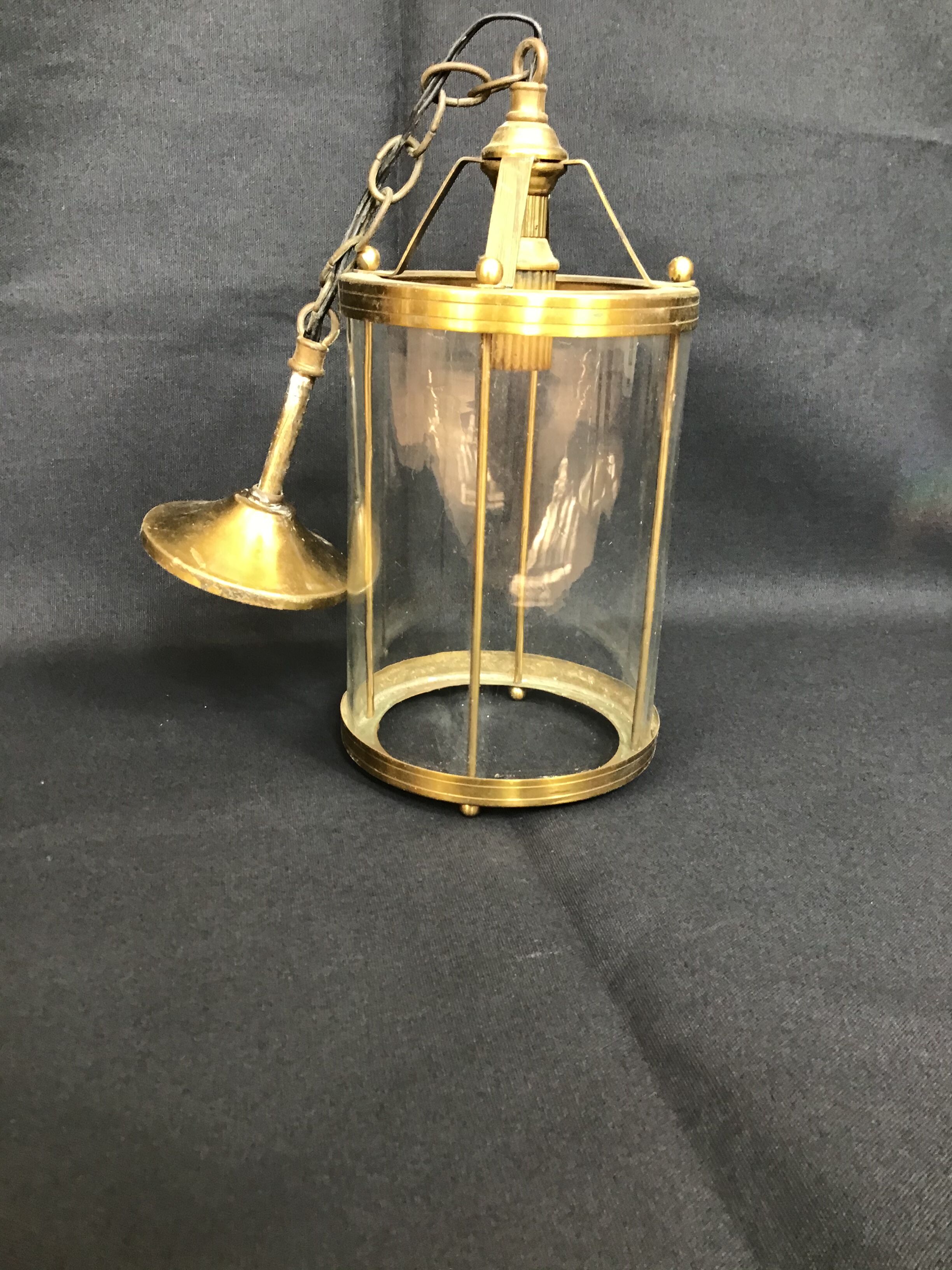 Brass and glass chandelier