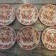 6 Flat plates old earthenware LONGWY FIMES brown decoration of flowers and butterflies