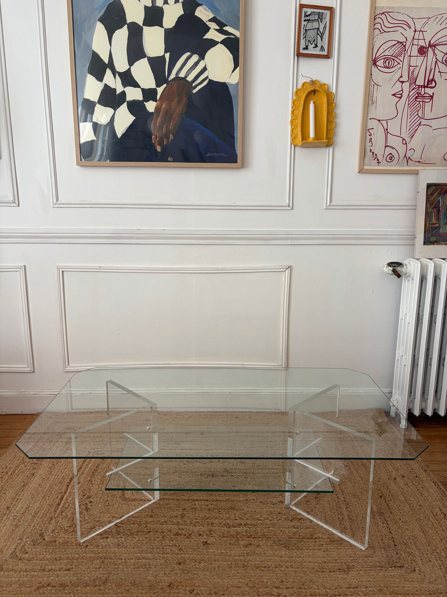 Vintage Plexiglass and glass coffee table