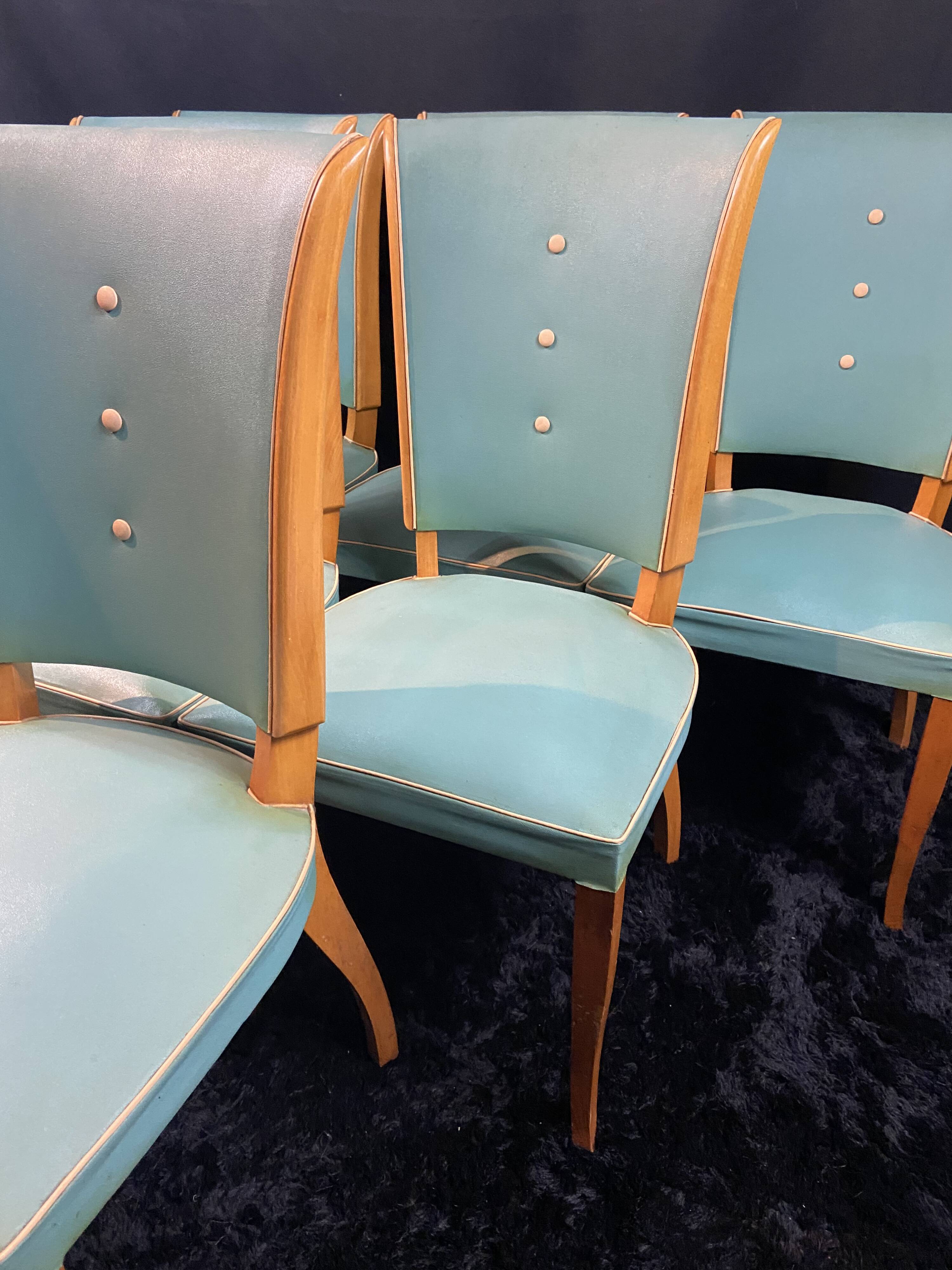 Suite 6 chaises design moderniste 1950