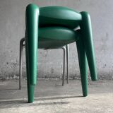 Vintage Louis XII armchair by Philippe Starck, molded blue plastic shell and metal legs