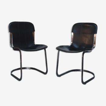 Pair of leather chairs of the Cidue 70s