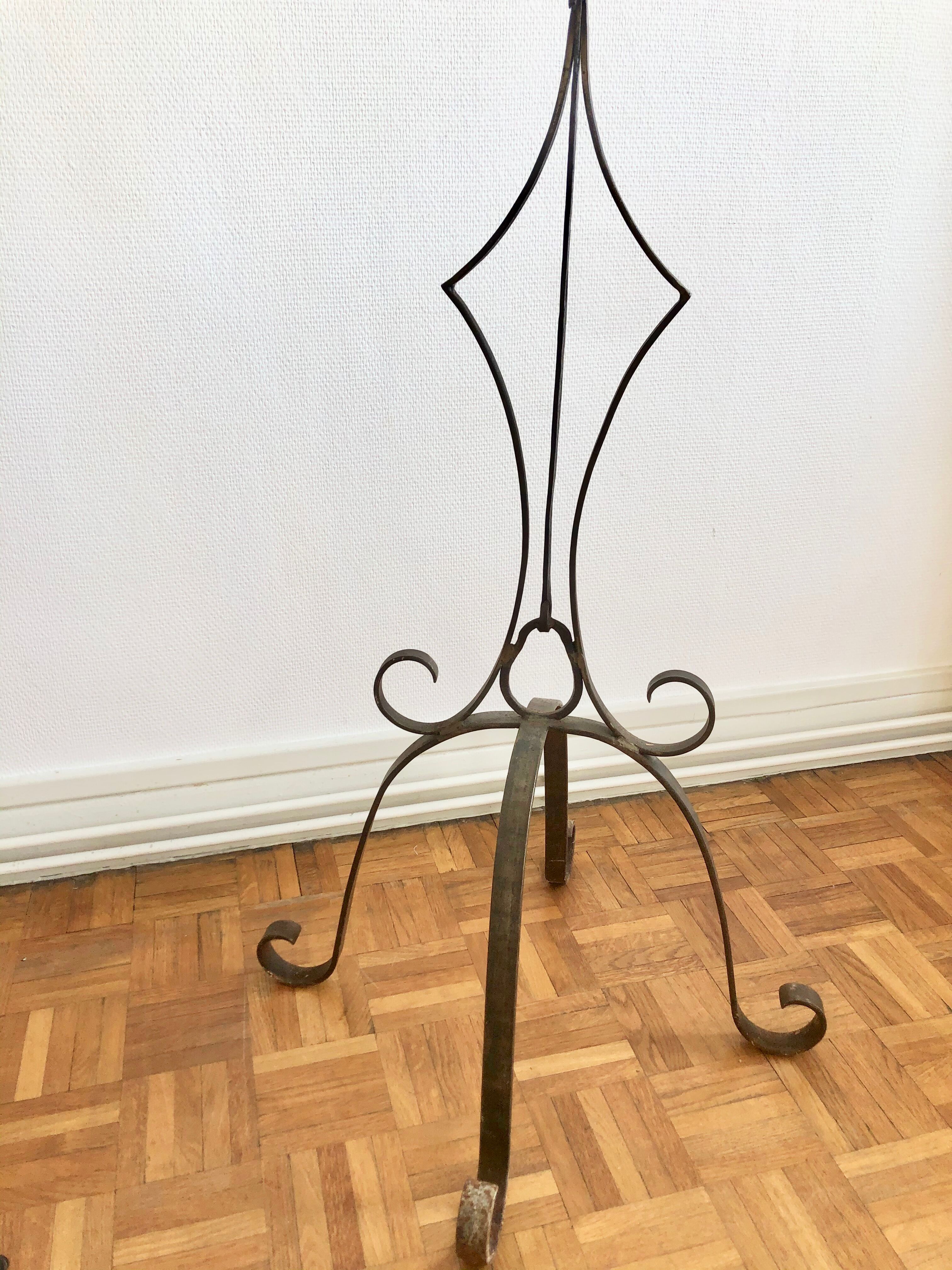 Brutalist wrought iron lamp post base Marolles workshop