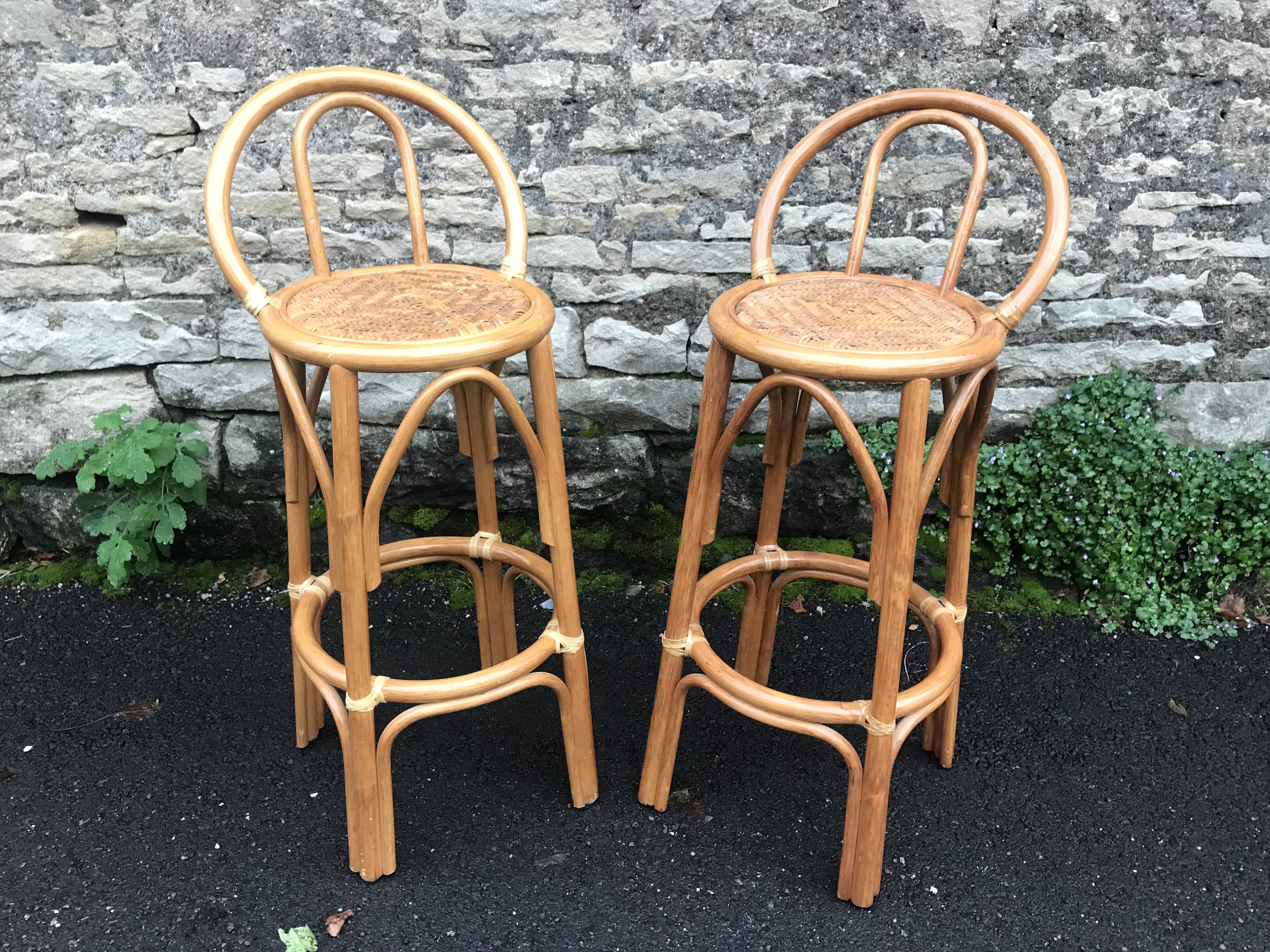Rattan/bamboo bar and stools