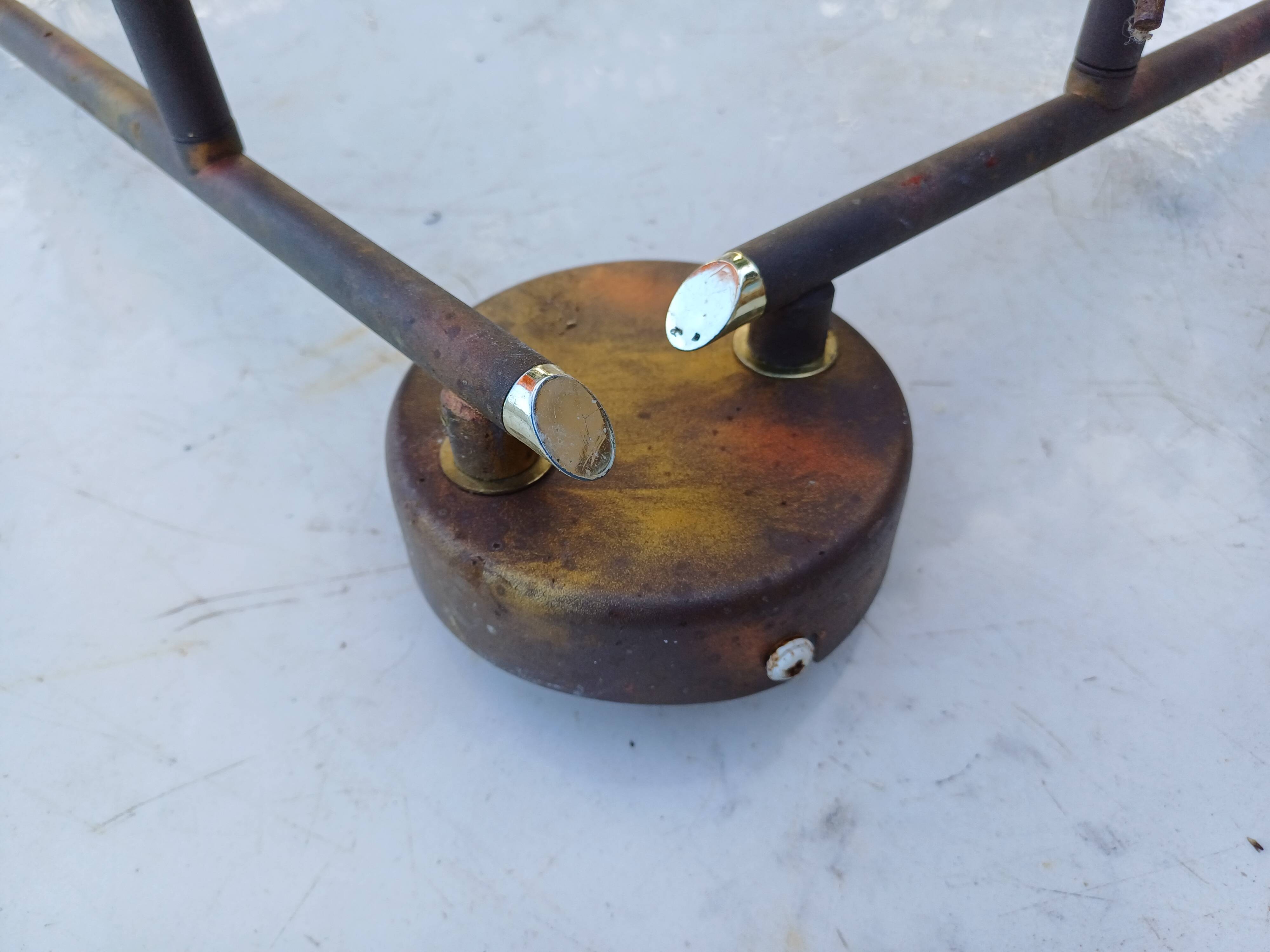 3 Vintage Gold Metal Glass Tulip Pendant Lights