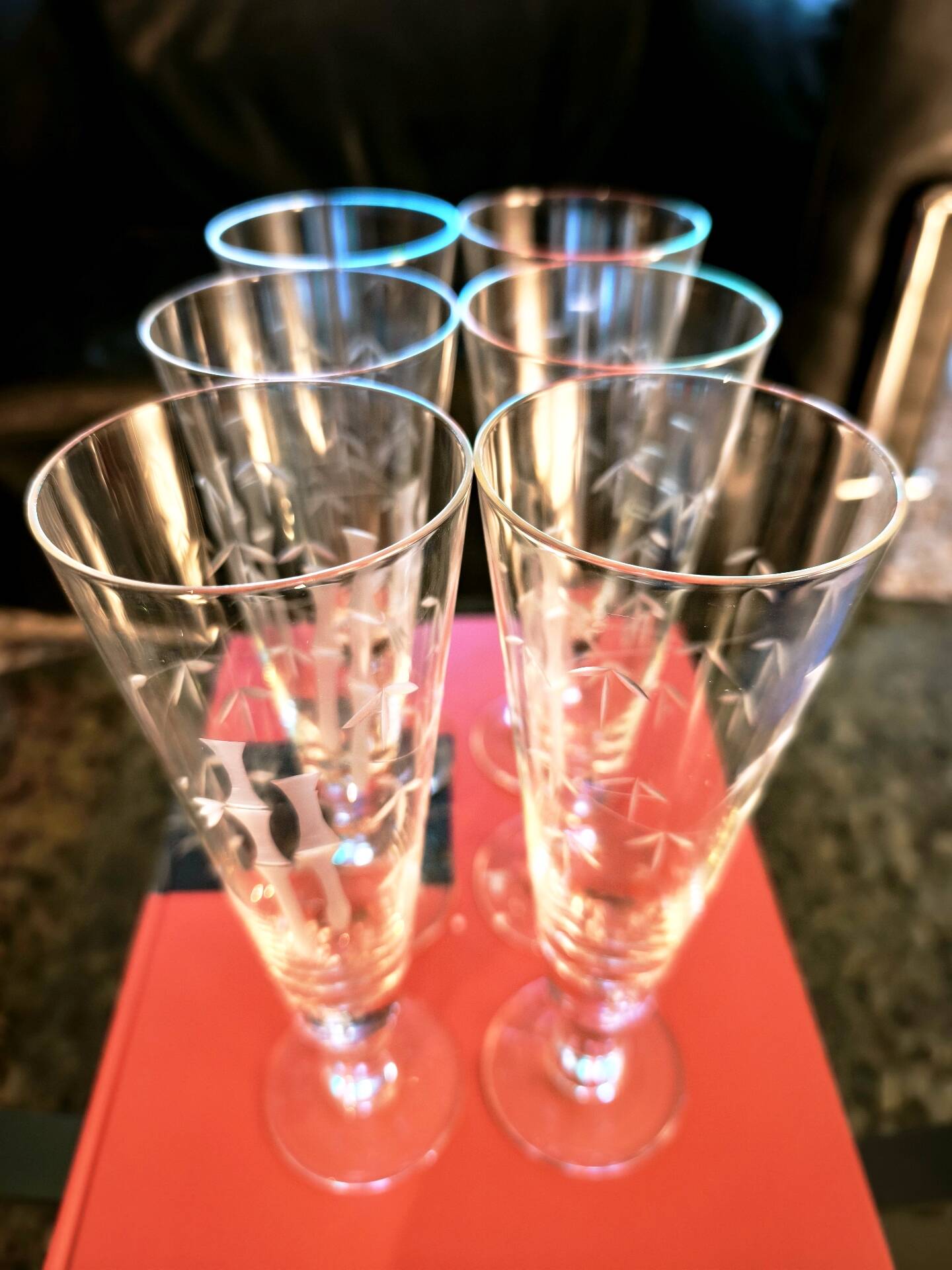 6 vintage bamboo beer glasses from the 1960s, Noritake Sasaki style.