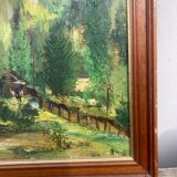 Old paysgae painting oil on canvas assembly