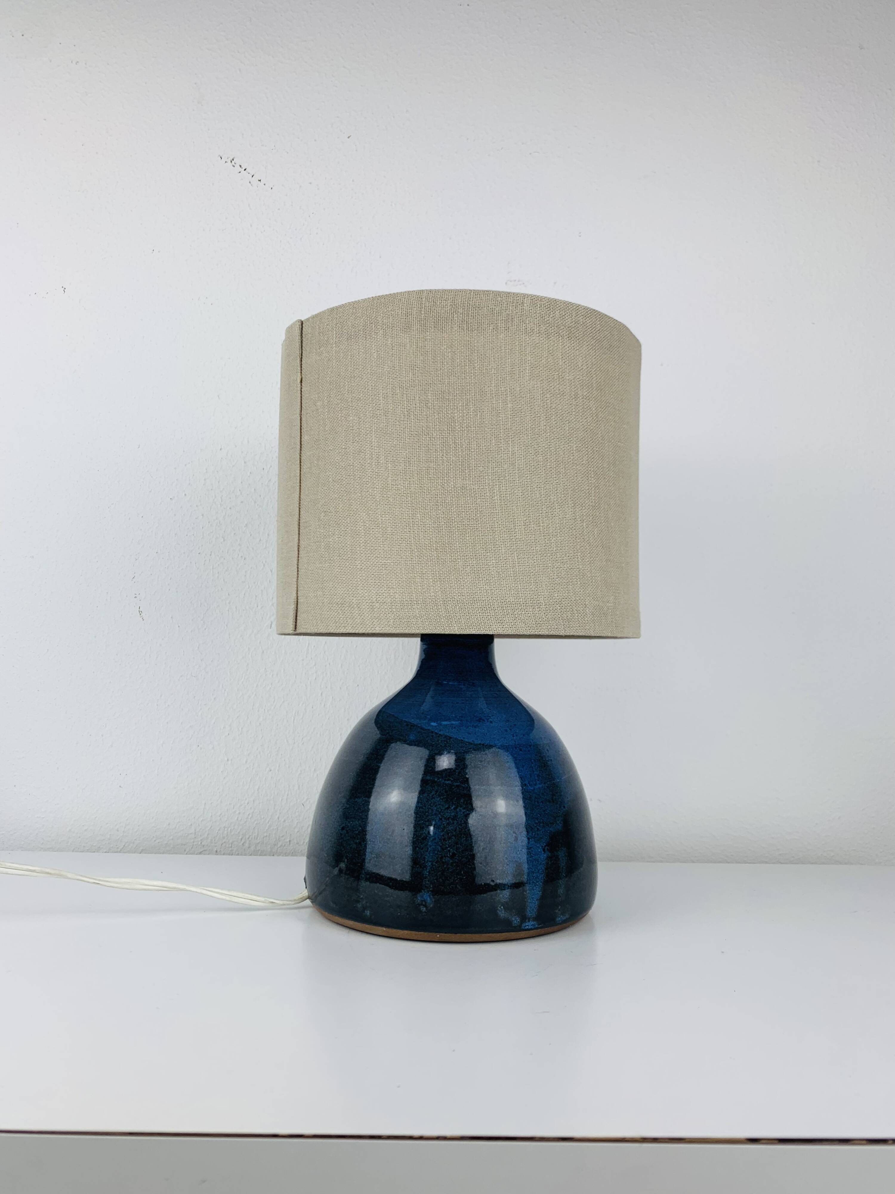Vintage blue ceramic lamp, 1960s