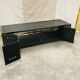 TV stand with natural steel accordion doors