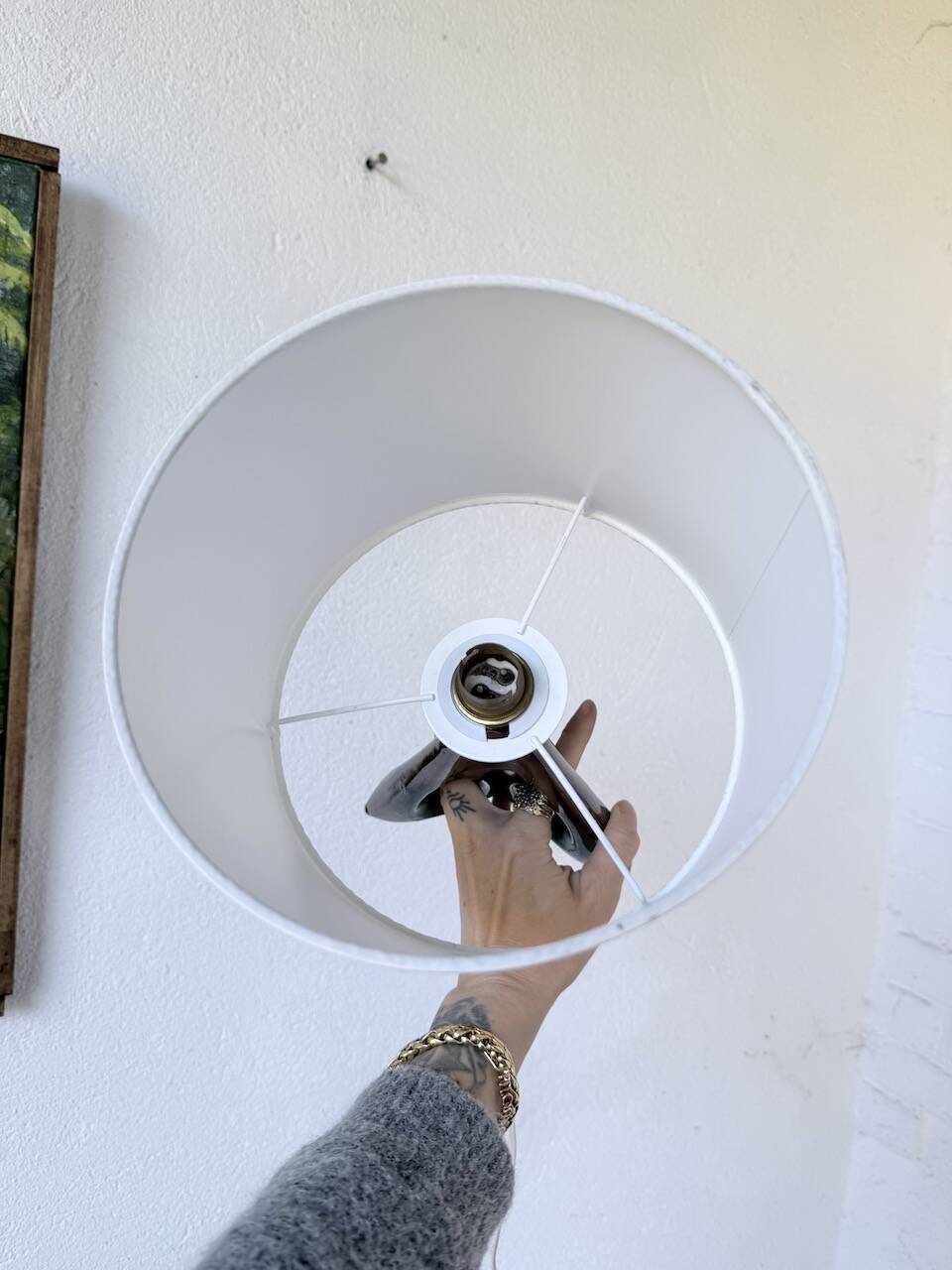 Paire de lampes céramiques forme libre triangle