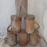 6 stoneware mugs / cups / tankards