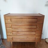 Vintage wood and rattan chest of drawers