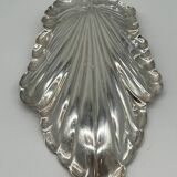 Joli plat en forme de feuille en métal argenté - Dimensions 30 x 18 cm