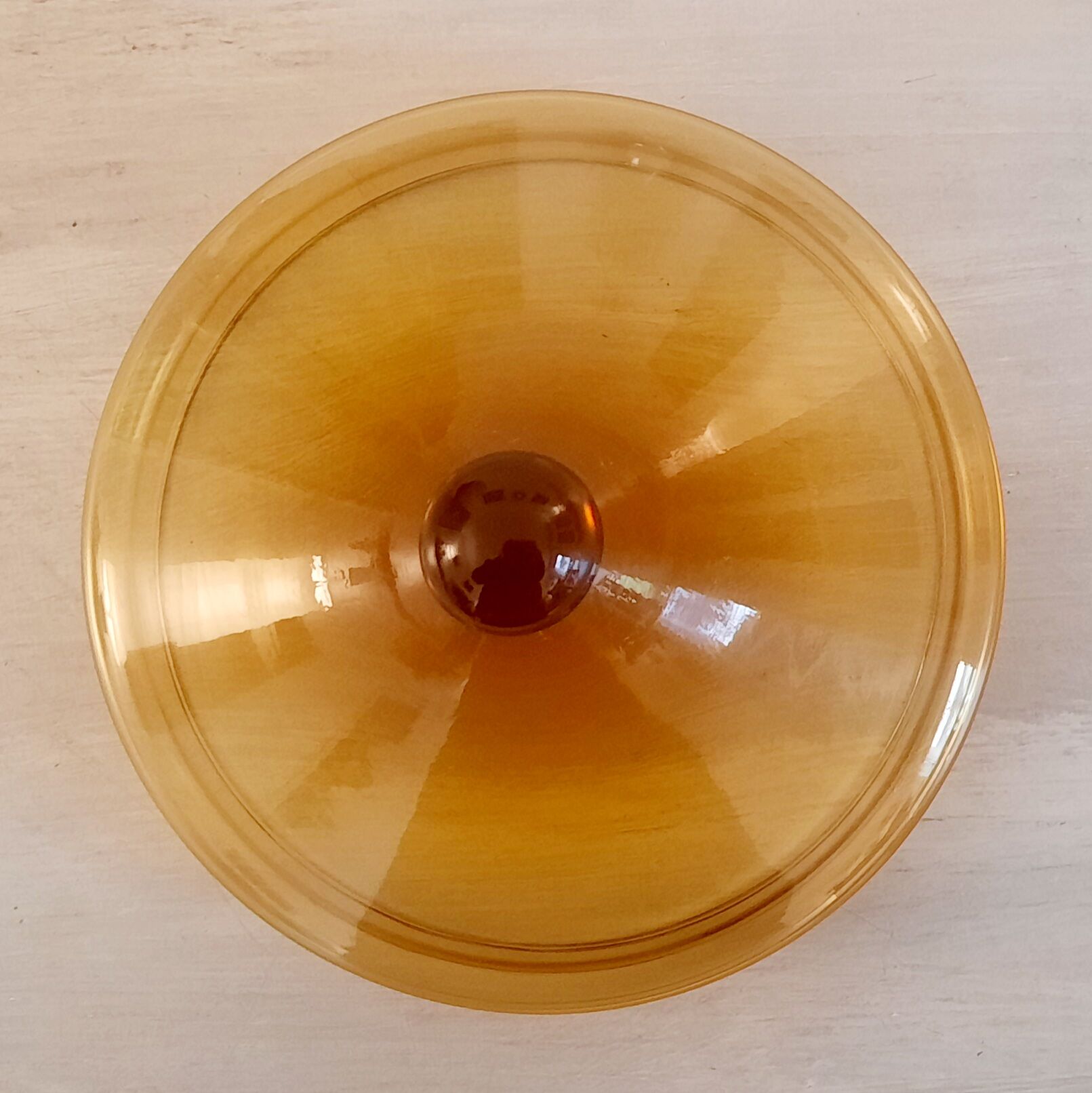Bonbonnière, drageoir, amber coloured glass vintage
