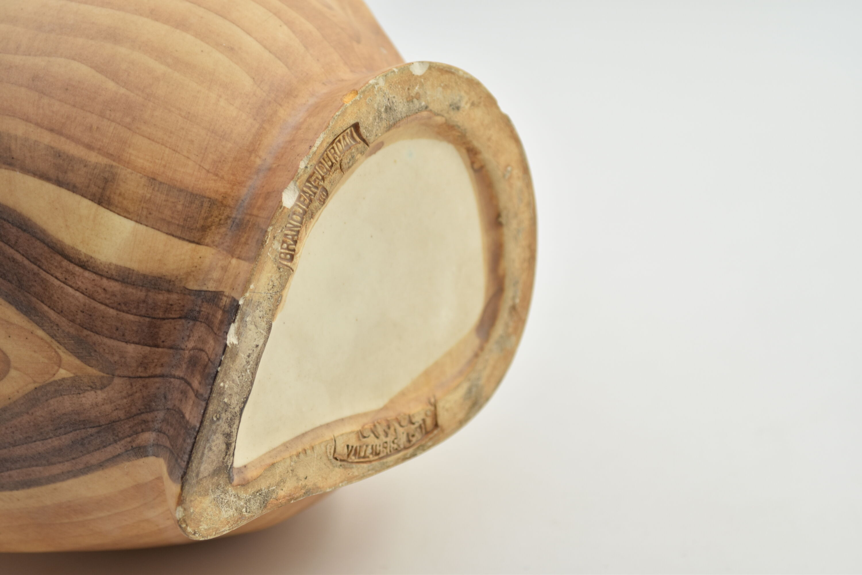 Vase with handles False wood Grandjean Jourdan in Vallauris 1960