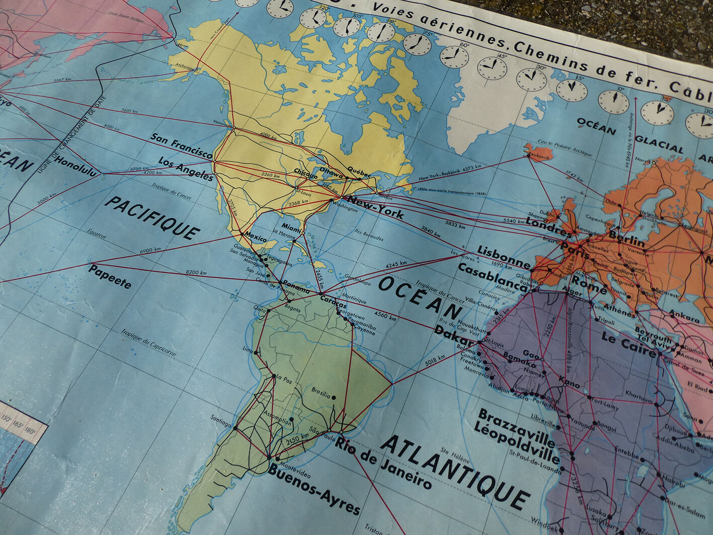 Map world map of the planisphere world MDI 1960