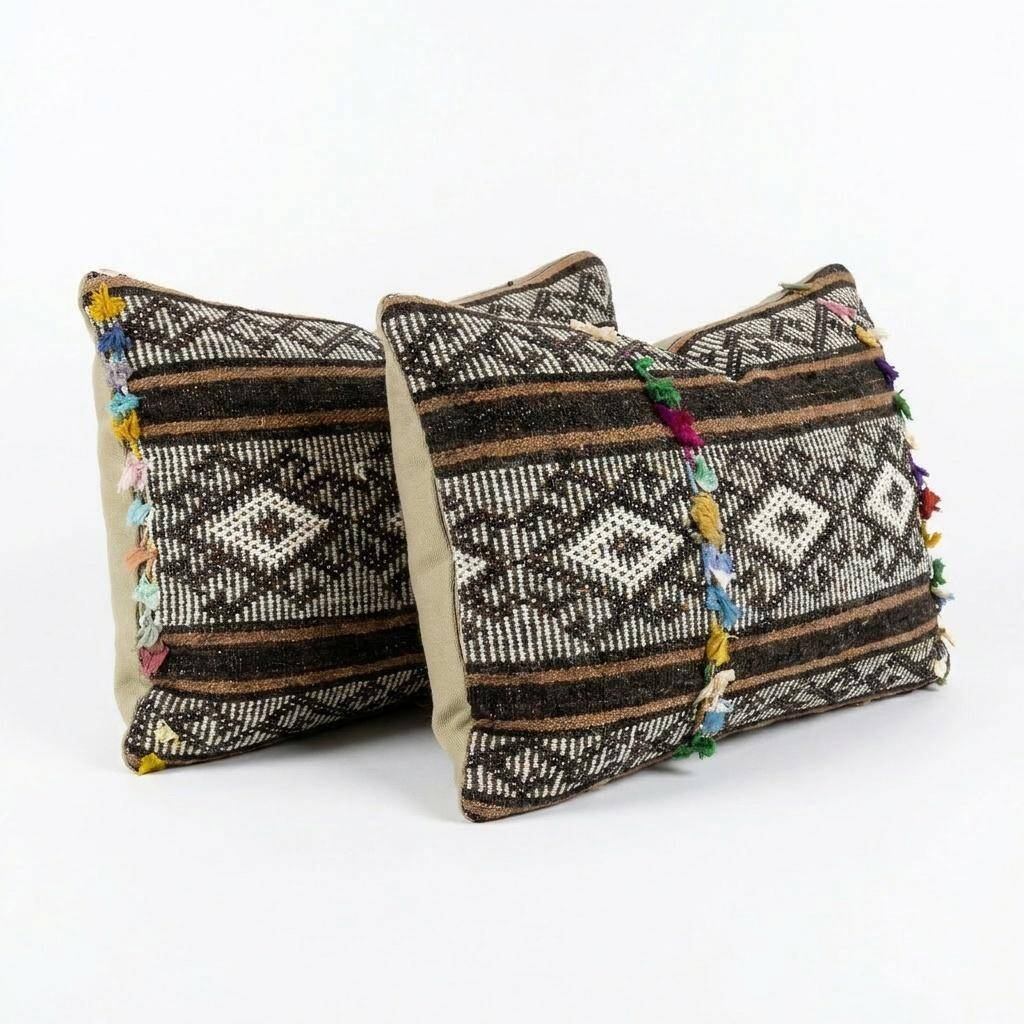 Set of 2 vintage kilim cushion covers 41x61 cm