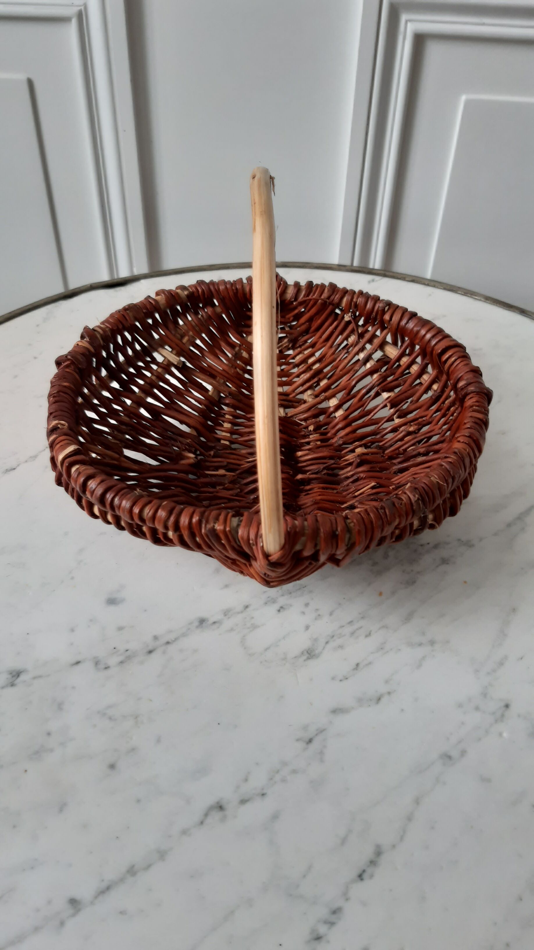 Rattan basket, vintage wood