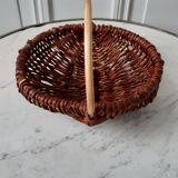 Rattan basket, vintage wood