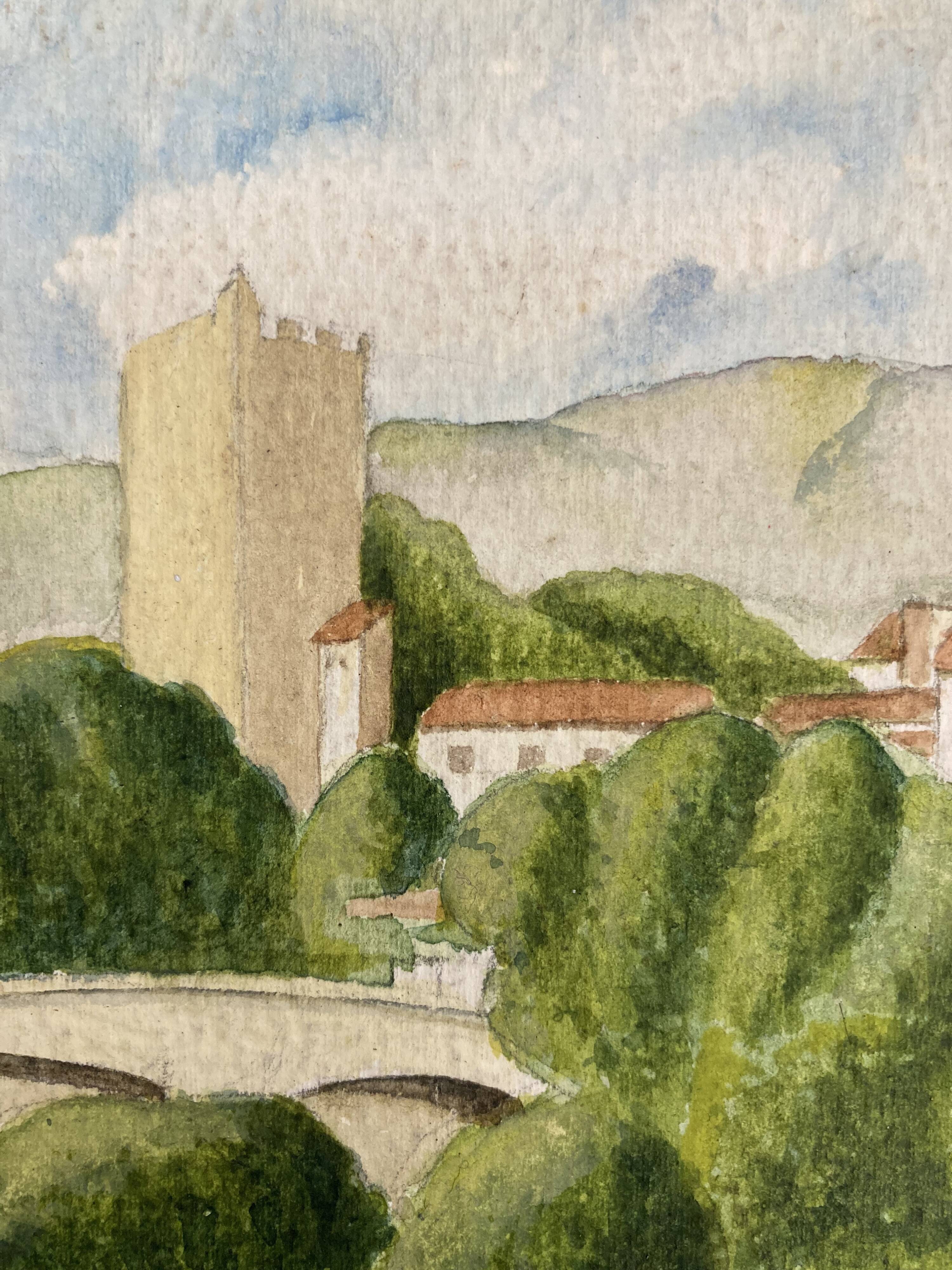 Watercolor seaside landscape recto/verso