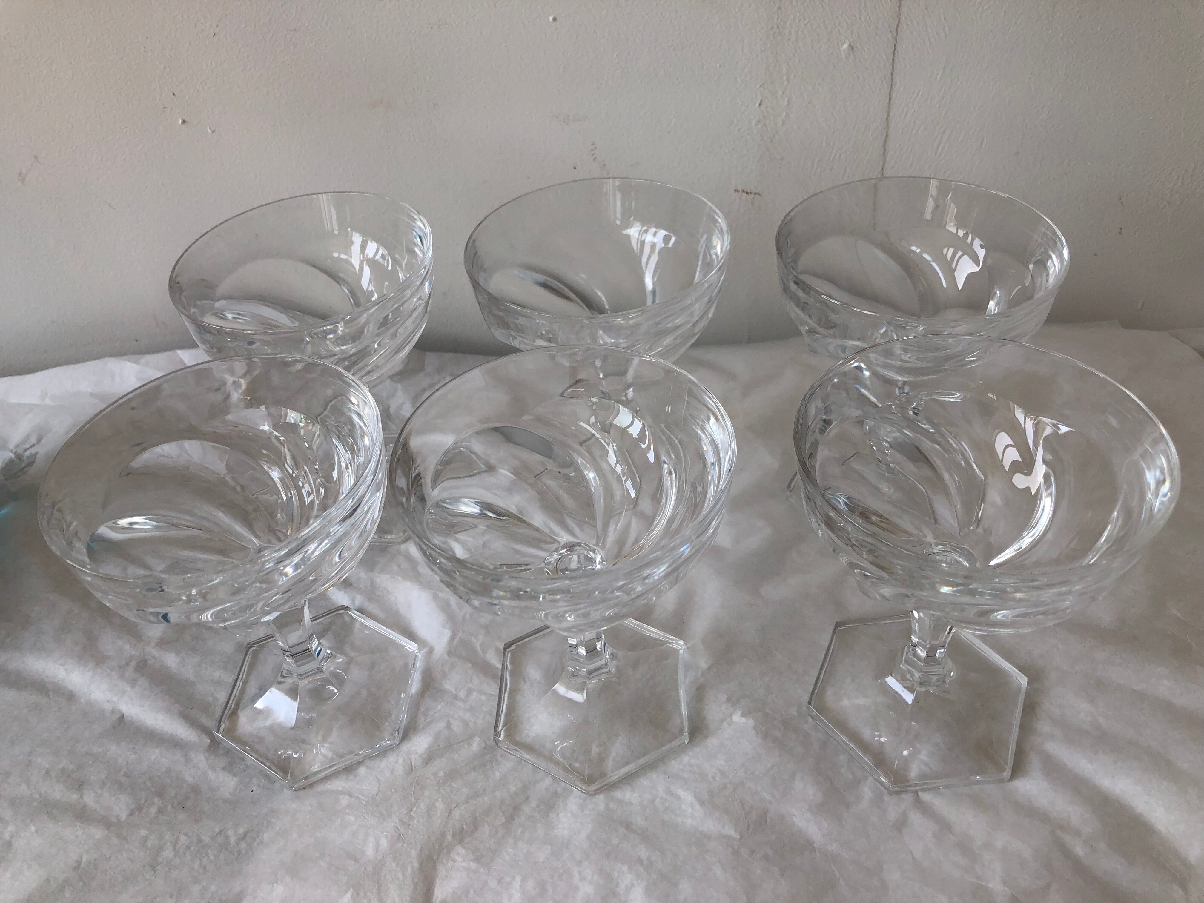 Set of 6 crystal champagne cups