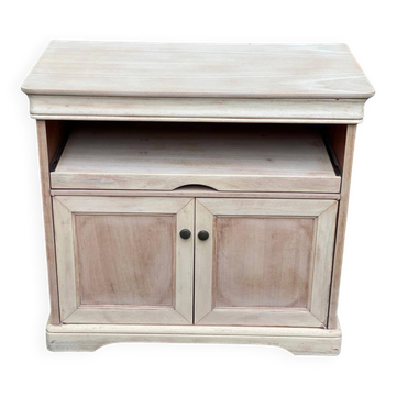 Louis Philippe buffet with 2 doors, stripped raw wood TV unit.