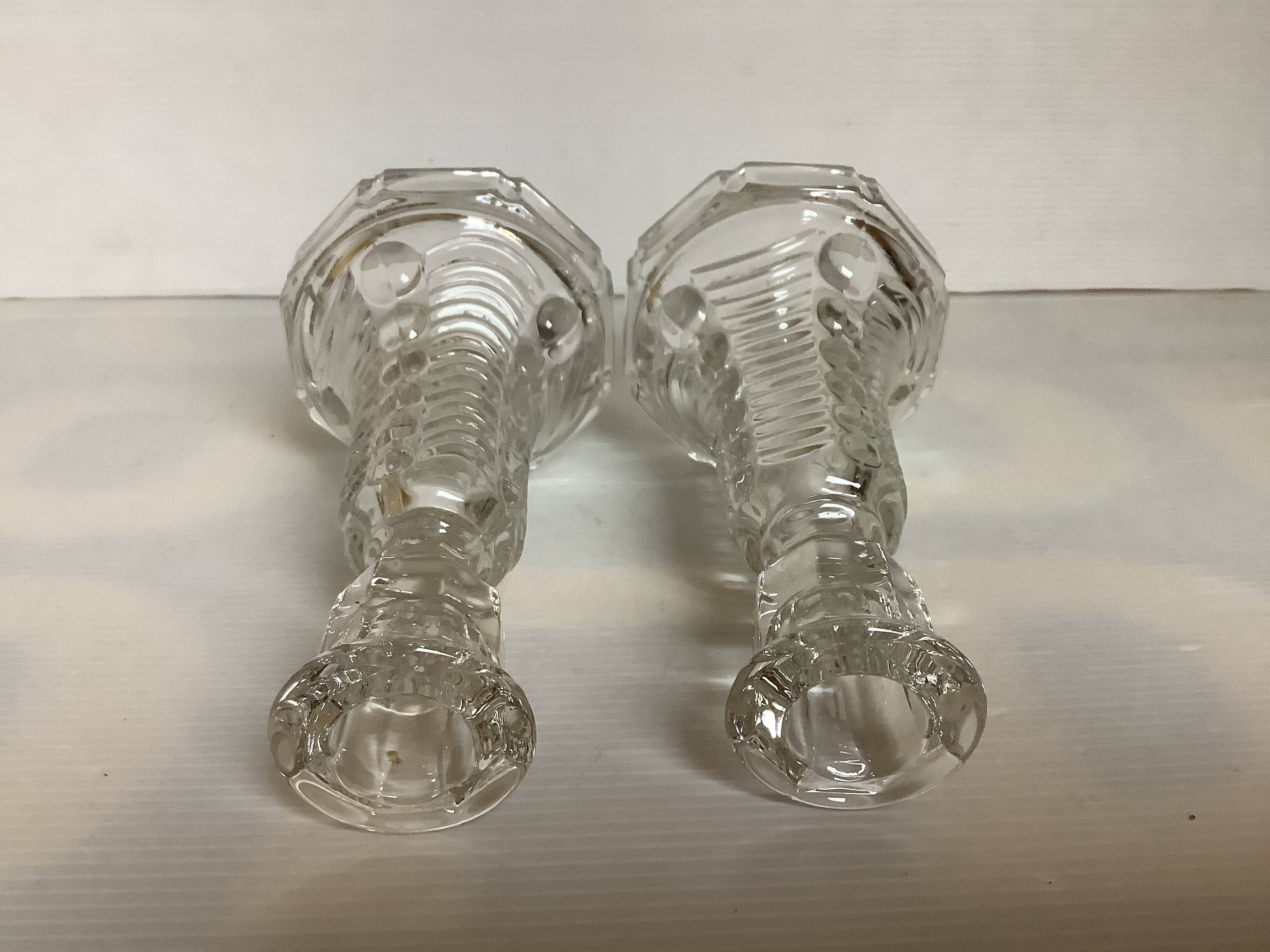 Pair of old Val Saint Lambert art deco candlesticks