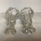 Pair of old Val Saint Lambert art deco candlesticks