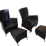 Pair of armchairs with footstool montis, 1980s