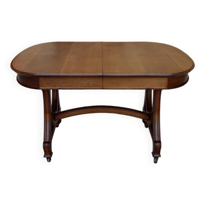 Table de salle à manger par la Maison Krieger, Art Nouveau, circa 1900, en chêne massif